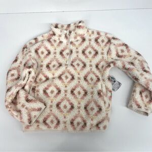 Btween Kids Fleece Pull Over Quarter Zip Muted Multicolor Size 10 New With Tags